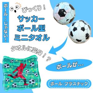 サッカー タオル グッズ 雑貨 部活 練習 おもちゃ 子供 びっくりサッカーボール サッカー柄のミニタオルに変身
