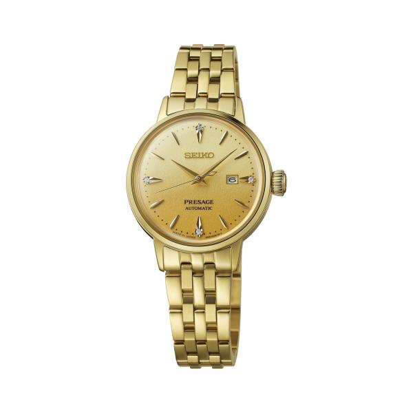 SEIKO Presage Cocktail Time 腕時計 レディース ゴールド文字盤 ダイヤモ...