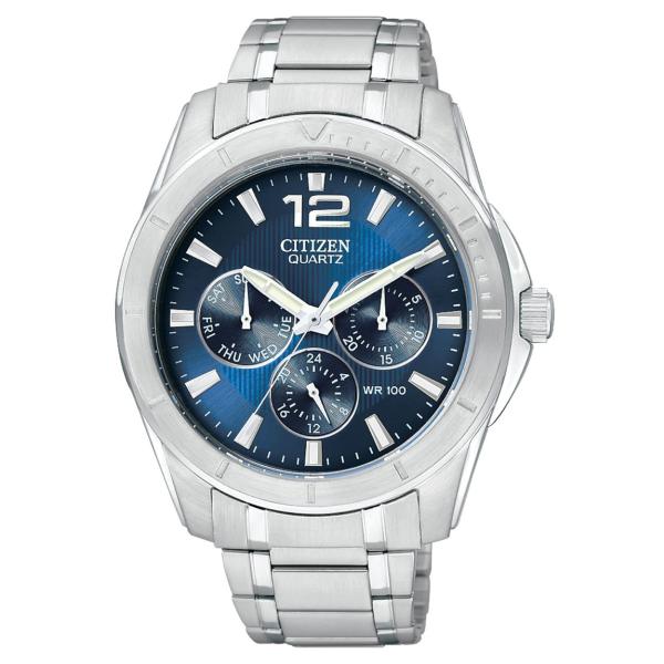 Citizen クオーツ メンズ 腕時計 ブルー文字盤 ステンレス デイデイト AG8300-52L