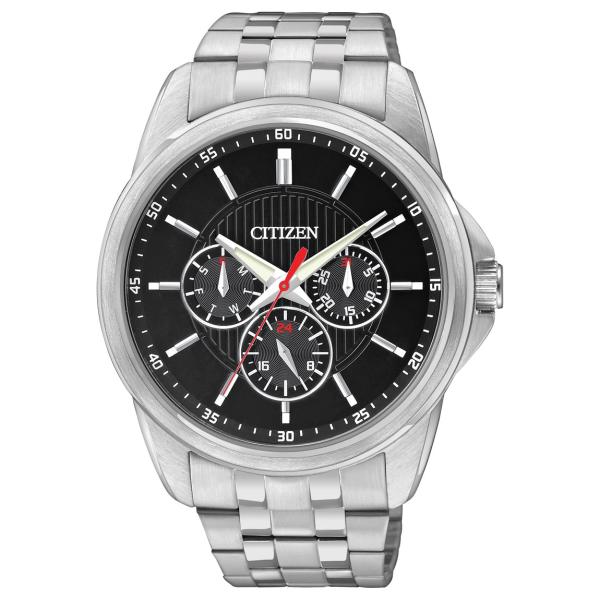 Citizen Quartz 腕時計 ステンレス シルバー ブラック文字盤 メンズ AG8340-5...
