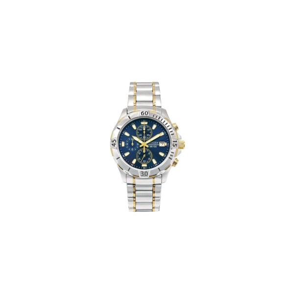 Citizen Quartz Chronograph 腕時計 メンズ ブルー文字盤 ツートン ステン...