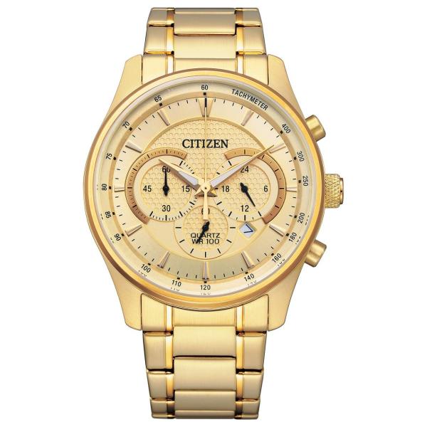 Citizen ドレスウォッチ 腕時計 メンズ クオーツ ゴールドトーン シャンパン文字盤 クロノグ...