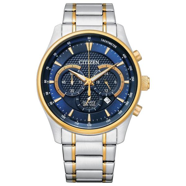 Citizen クオーツ ドレスウォッチ クロノグラフ 腕時計 メンズ シャンパン文字盤 ツートン ...