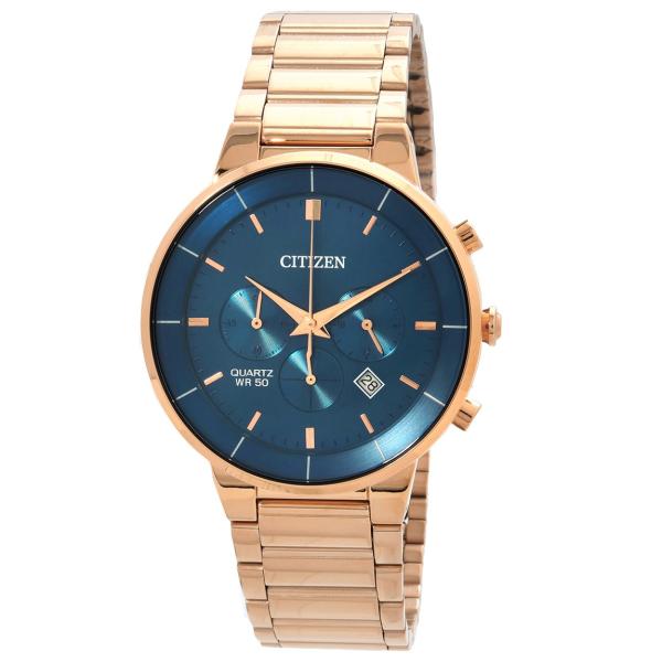 Citizen Chronograph 腕時計 ブルー文字盤 ローズゴールド クオーツ メンズ AN...