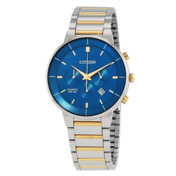 Citizen Chronograph 腕時計 ブルー文字盤 ツートンカラー クオーツ メンズ AN...