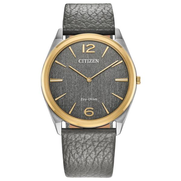Citizen Dress Classic 腕時計 ユニセックス グレー文字盤 エコドライブ レザー...