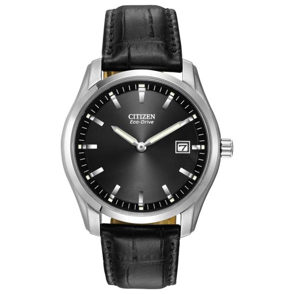 Citizen Classic Eco-Drive 腕時計 メンズ ブラックダイヤル ステンレススチ...