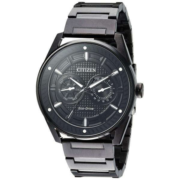 Citizen Eco-Drive Weekender 腕時計 ブラックダイヤル ブラックIPステン...