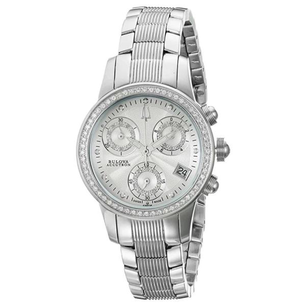 Bulova Accutron Masella 腕時計 クロノグラフ シルバー文字盤 ダイヤモンド ...