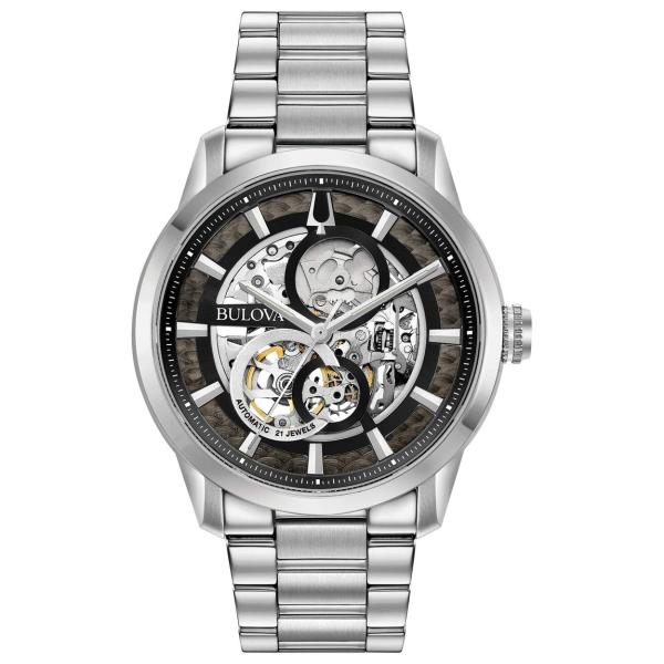 Bulova Classic Sutton 腕時計 シルバー文字盤 フルスケルトン 自動巻き メンズ...