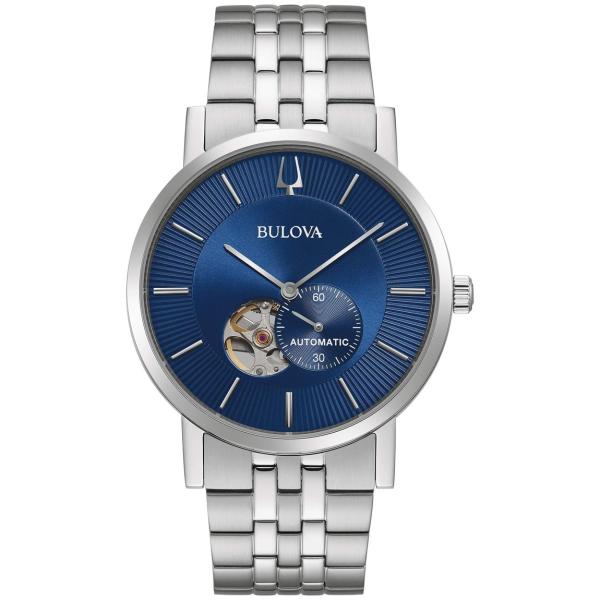 Bulova Classic Collection 腕時計 自動巻 オープンハート シルバー文字盤 ...