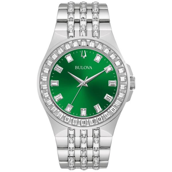 Bulova Crystals Phantom 腕時計 メンズ グリーン文字盤 クオーツ ステンレス...