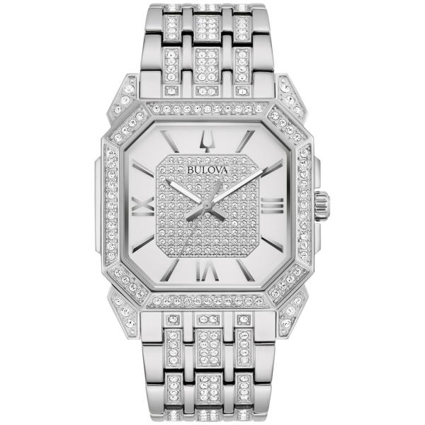 Bulova Crystal Octava 腕時計 メンズ シルバー ステンレス 八角形 シルバー文...
