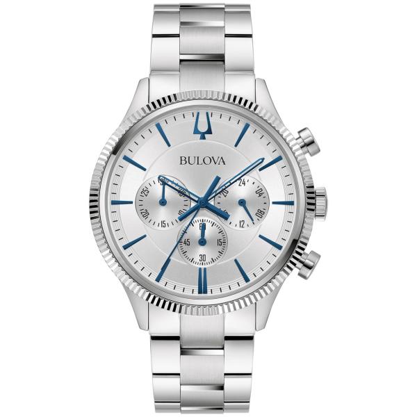 Bulova Classic 6-Hand Chronograph 腕時計 シルバー ステンレス ク...
