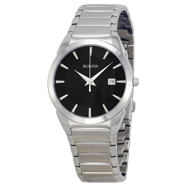 Bulova Dress Classic 腕時計 38mm ブラック文字盤 ステンレススチール クオ...