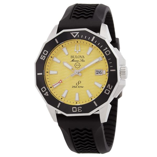 Bulova Marine Star 腕時計 イエロー文字盤 クオーツ メンズ シルバー ステンレス...