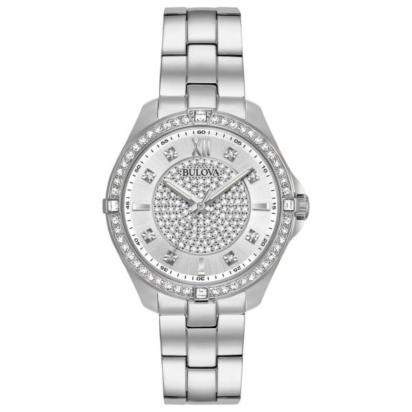 Bulova Classic Crystal 腕時計 レディース シルバー文字盤 ステンレス クオー...