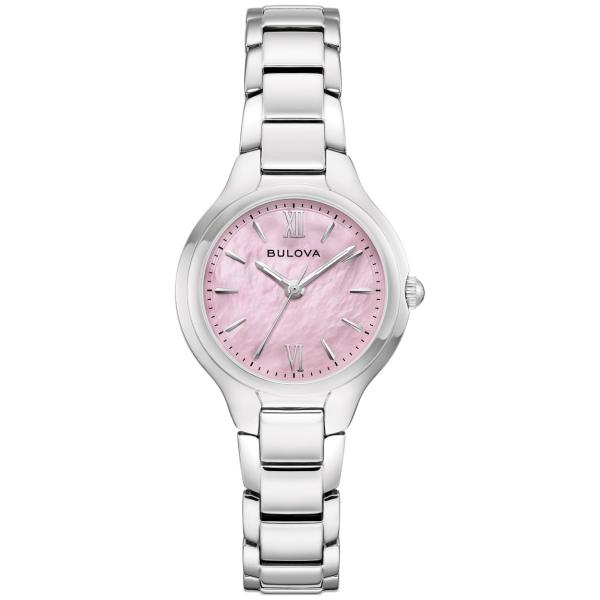 Bulova Ladies Quartz Classic 腕時計 シルバー ステンレス ピンク マザ...