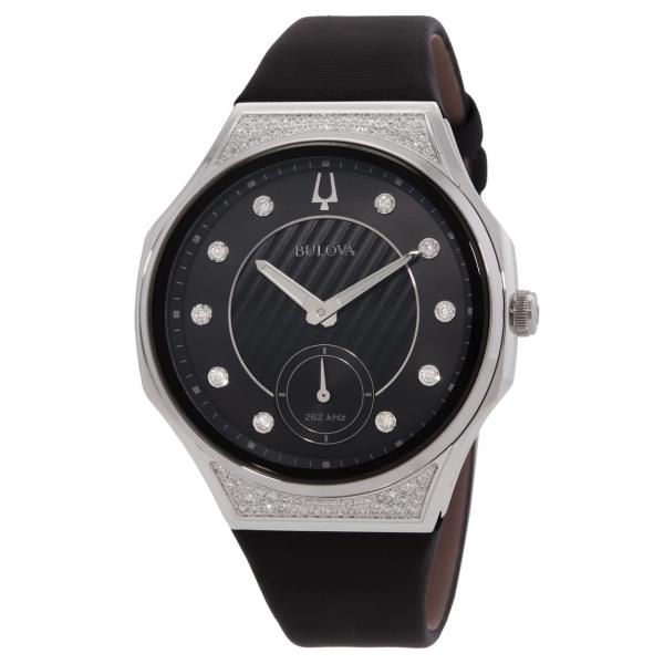 Bulova Curv 腕時計 クオーツ ダイヤモンド ブラック文字盤 レザー レディース 96R2...