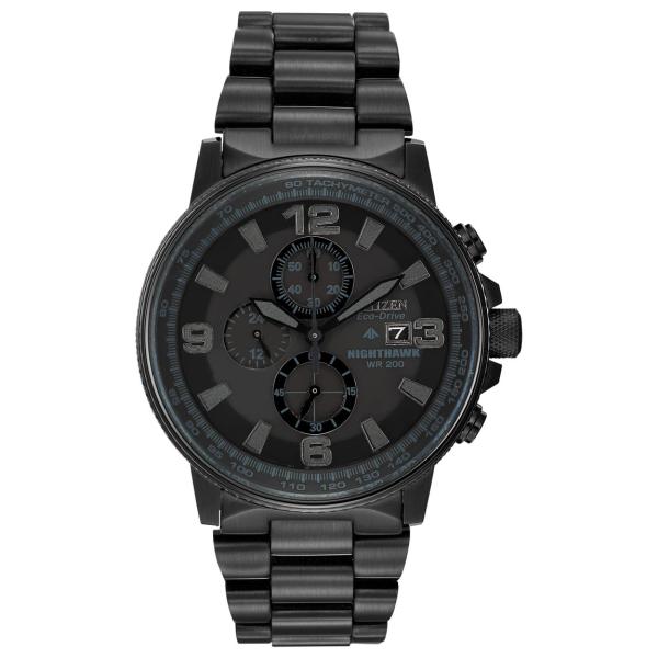 Citizen Nighthawk Chronograph 腕時計 エコドライブ ブラック文字盤 メ...