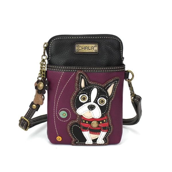 CHALA ボストンテリア 犬 スマホショルダーバッグ クロスボディバッグ ヴィガンレザー（合成皮革...
