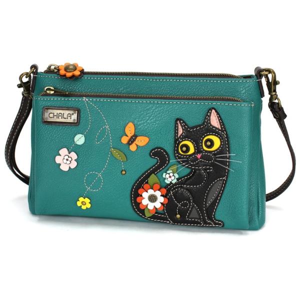 CHALA ブラックキャット 猫 クロスボディバッグ ショルダーバッグ RFIDスキミング防止 ヴィ...