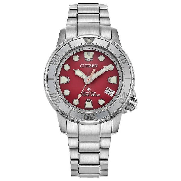 Citizen Promaster Dive 腕時計 レディース レッド文字盤 エコドライブ ステン...
