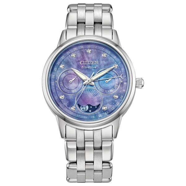 Citizen Calendrier 腕時計 レディース エコ・ドライブ ムーンフェイズ ブルー文字...