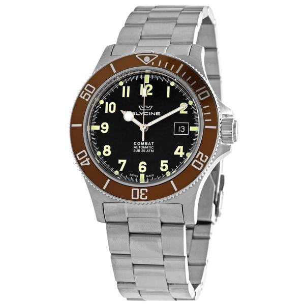 Glycine Combat Sub 42 腕時計 ブラック文字盤 自動巻 ステンレス メンズ GL...