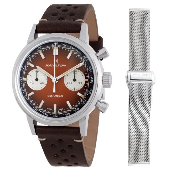 Hamilton Intra-Matic Chronograph 腕時計 手巻き ブラウン文字盤 メ...