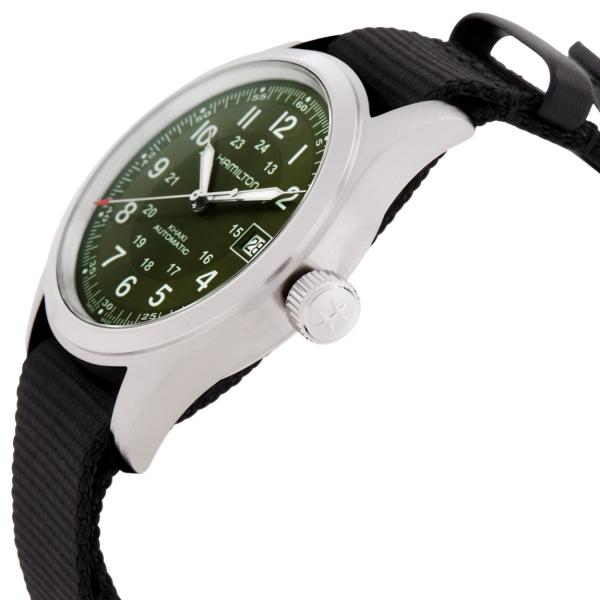 Hamilton Khaki Field Automatic 腕時計 グリーン文字盤 メンズ ブラッ...