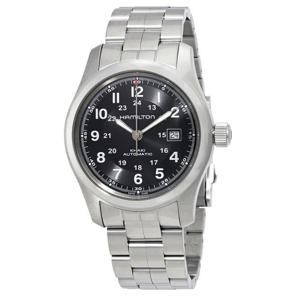 Hamilton Khaki Field Automatic 腕時計 メンズ ブラック文字盤 ステン...