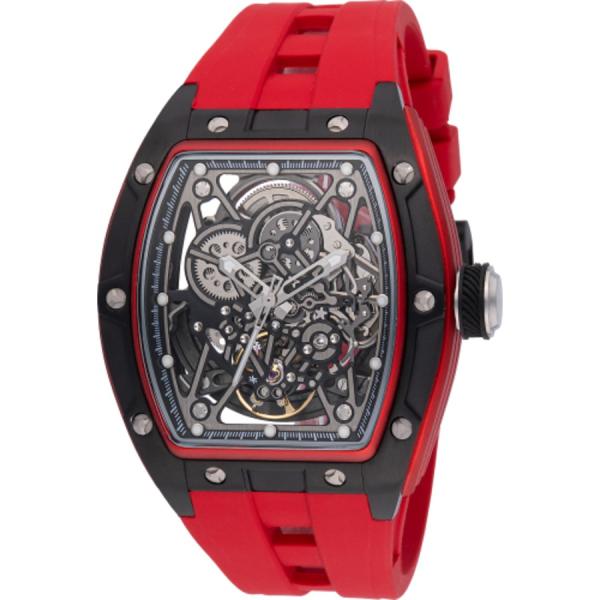 Invicta S1 Rally 腕時計 メンズ 自動巻 ブラック文字盤 レッドシリコンベルト 49...