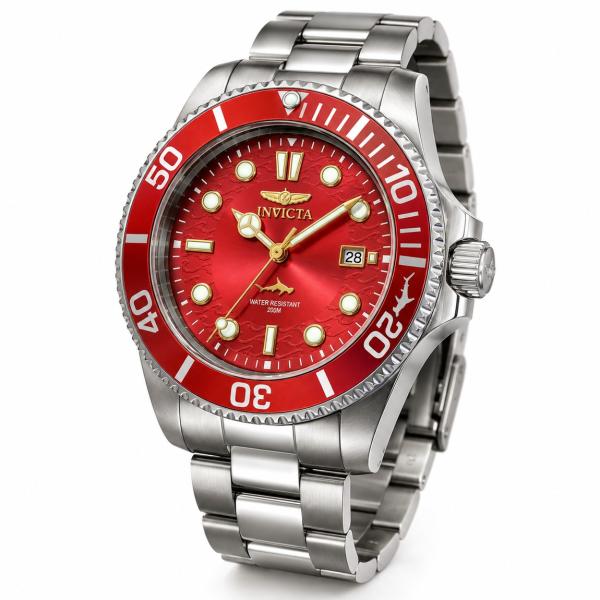Invicta Pro Diver Vectide 腕時計 42mm レッド文字盤 ステンレス メン...