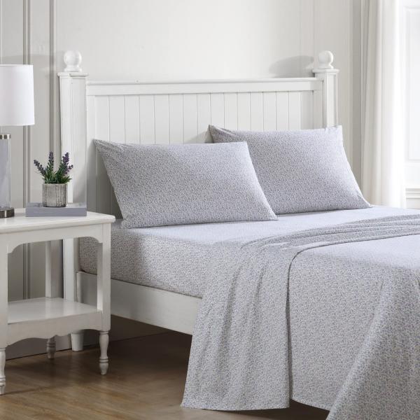 Laura Ashley 寝具セット コットンパーケール Emogene Purple フラットシー...