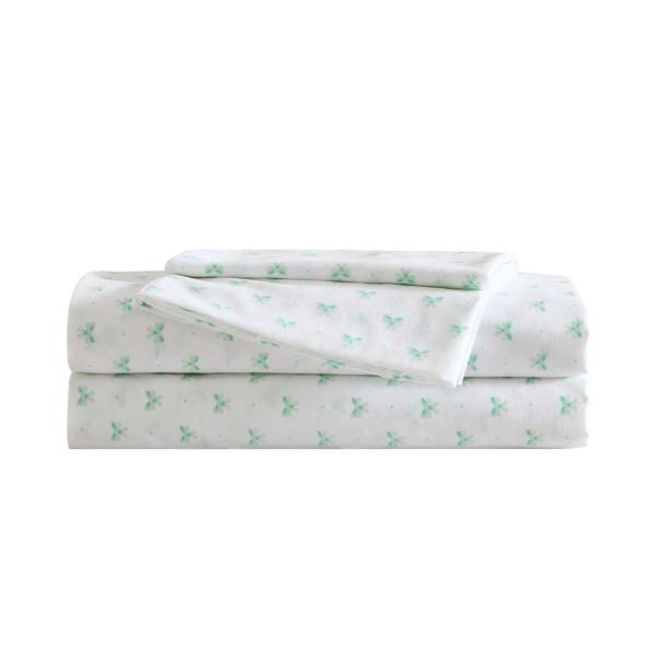 Laura Ashley ベッドシーツセット リボン柄 ブルー 寝具 カバーセット 4点セット