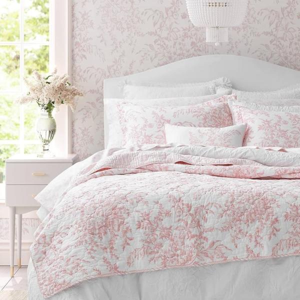 Laura Ashley キルトセット Bedford Pink ベッドカバー ピローケース 3点セ...