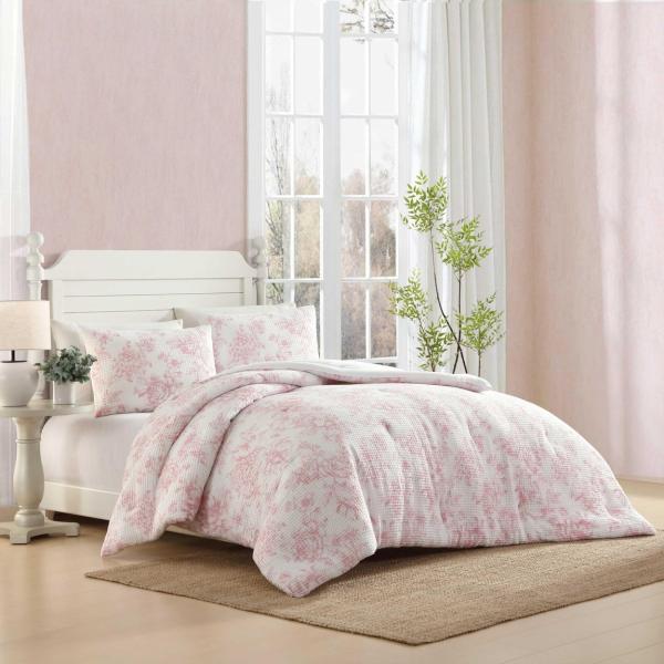 Laura Ashley コンフォーターセット Delphine パステルピンク 花柄 ワッ 生地 ...
