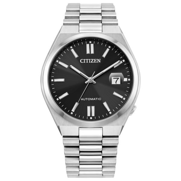 Citizen Tsuyosa NJ015 腕時計 メンズ 自動巻き ブラック文字盤 シルバー ステ...