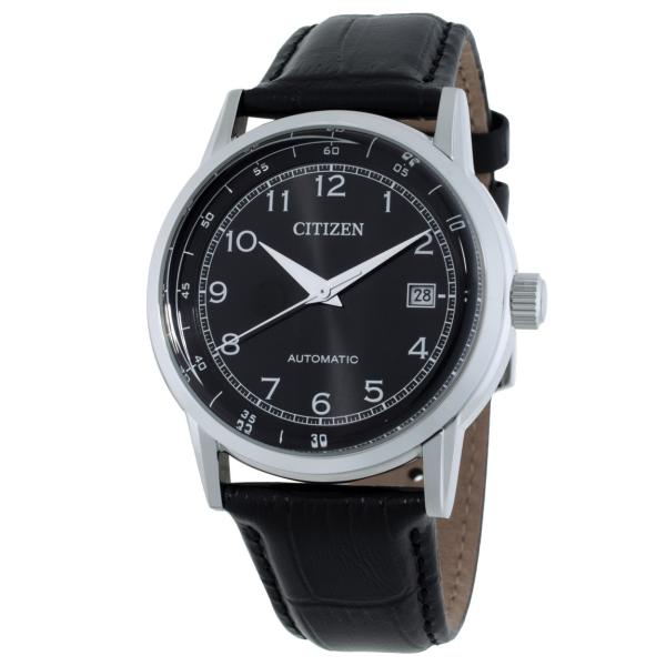 Citizen Mechanical Automatic 腕時計 ブラックダイヤル メンズ レザース...