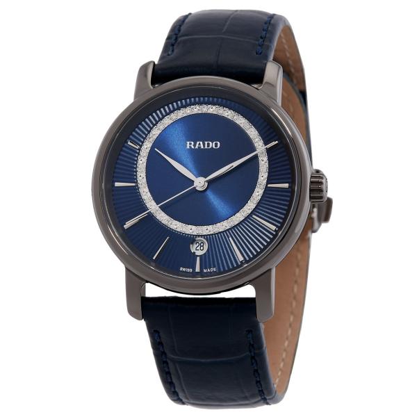 Rado Diamaster 腕時計 ブルー文字盤 クオーツ レディース レザーベルト R14064...