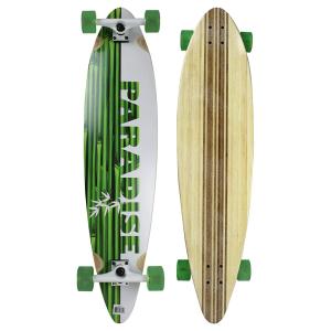 Paradise White/Green Bamboo Pintail ロングボード クルーザー スケートボード コンプリート 9.75
