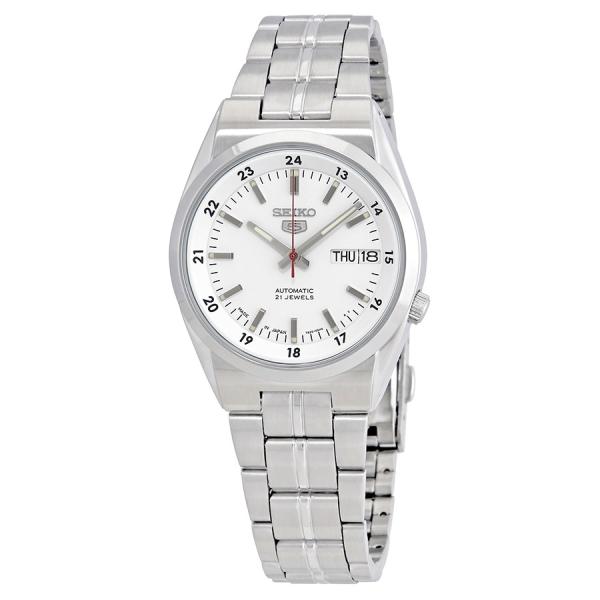 Seiko Series 5 腕時計 メンズ ホワイト文字盤 自動巻き カレンダー ステンレス 日本...