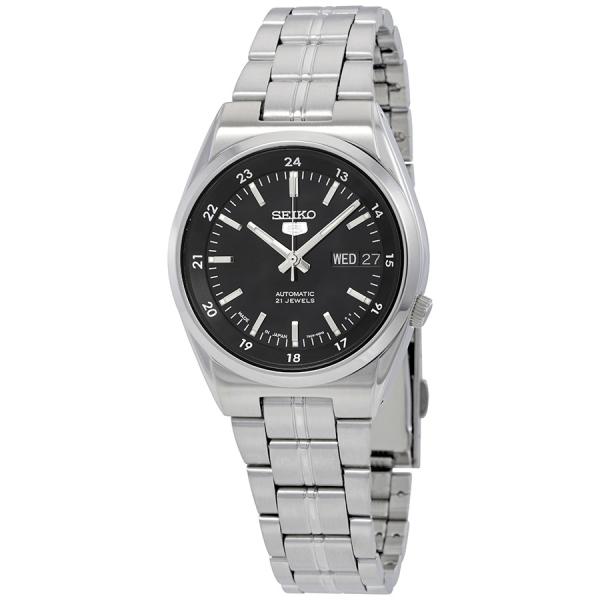 Seiko Series 5 腕時計 自動巻き ブラック文字盤 メンズ デイデイト 日本製 SNK5...