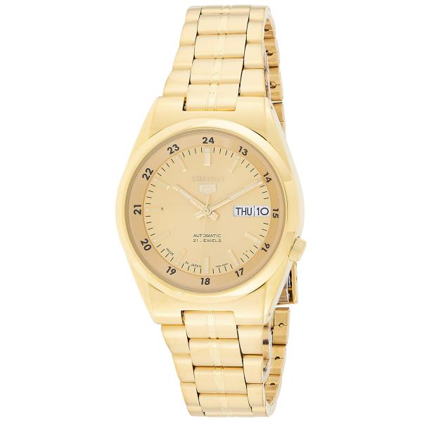 SEIKO 5 腕時計 ゴールド文字盤 自動巻き イエローゴールド ステンレス メンズ SNK574...