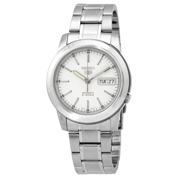 Seiko Seiko 5 腕時計 自動巻き オフホワイト文字盤 ステンレスベルト メンズ SNKE...