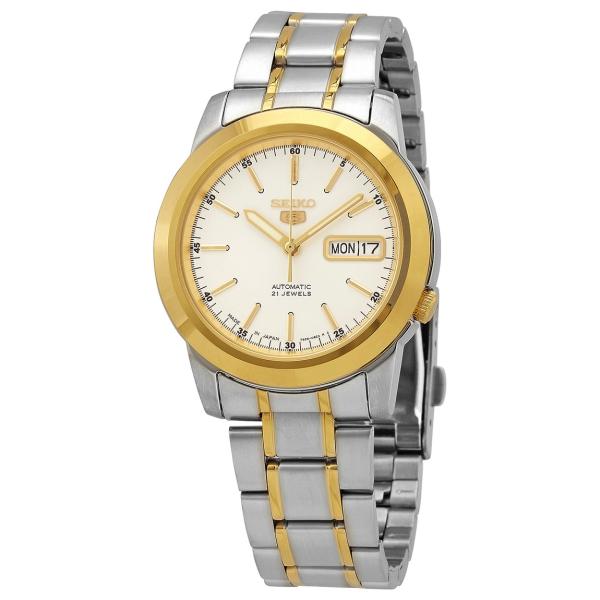 Seiko Seiko 5 Automatic 腕時計 シルバー文字盤 2トーン ステンレス 自動巻...