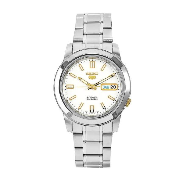 Seiko 5 SNKK07 腕時計 ホワイト文字盤 自動巻き メンズ ステンレスベルト SNKK0...