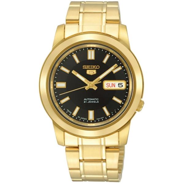 SEIKO 自動巻き ブラック文字盤 ゴールドトーン ステンレススチール メンズ 腕時計 SNKK2...