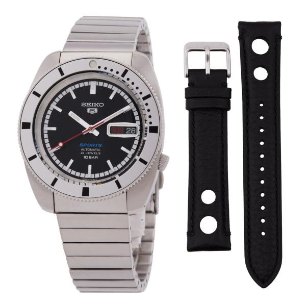 Seiko 5 Sports Limited Edition 腕時計 ブラック文字盤 自動巻き ステ...